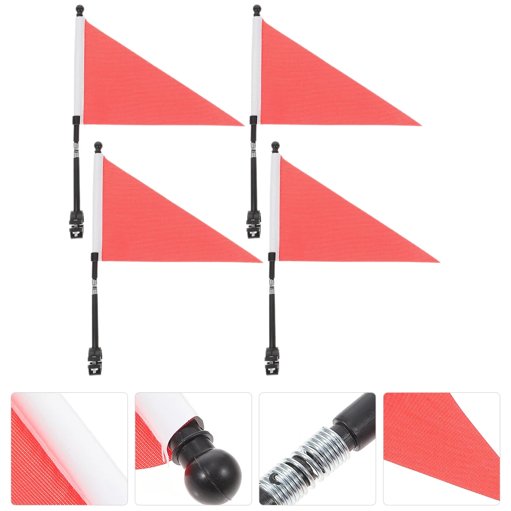 

4 Sets Bike Bicycle Flag Bicycles Accessories Polyester Safety Flags with Reflective Strip