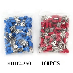 100pcs / pack FDD2-250 FDD female insulated electrical Crimp Terminal for 1.5-2.5mm2 Cable connectors Cable connector