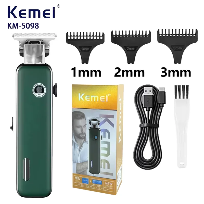Kemei KM-5098 Cordless Professional Hair Clipper Rechargeable Electric Hair Trimmer Barber Hair Cutting Machine  Clippers
