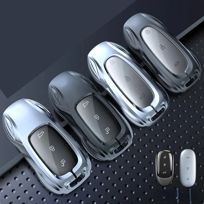 For LiXiang L9 L8 Pro L7 2019-2025 Zinc Alloy Silver Car Key Protection Shell Cartoon Smart Remote Key Cover Car Accessories