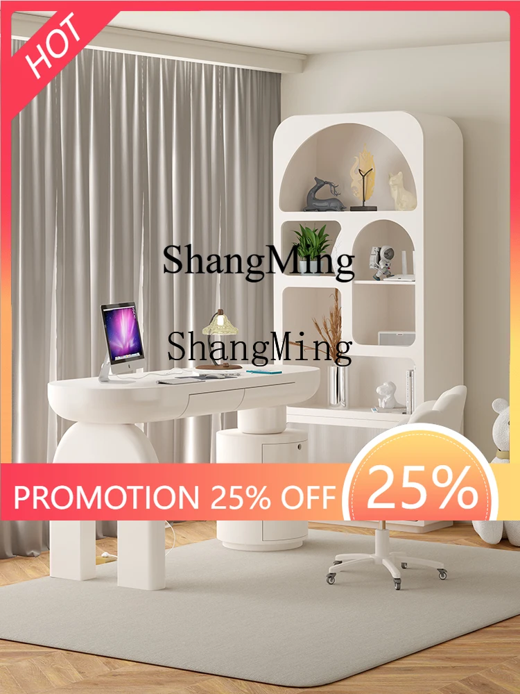 

CL modern solid wood light luxury cream style desk ins style writing desk home workbench