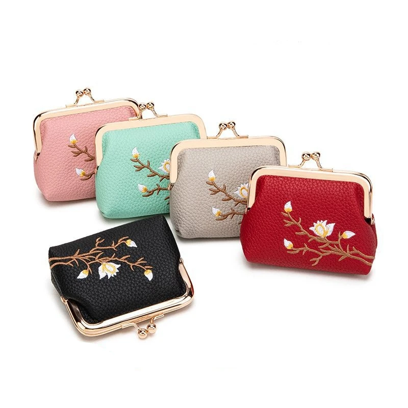 New Premium Embroidered Mini Wallet Multifunctional Lipstick Holder Coin Purse Small Purse for Women Students