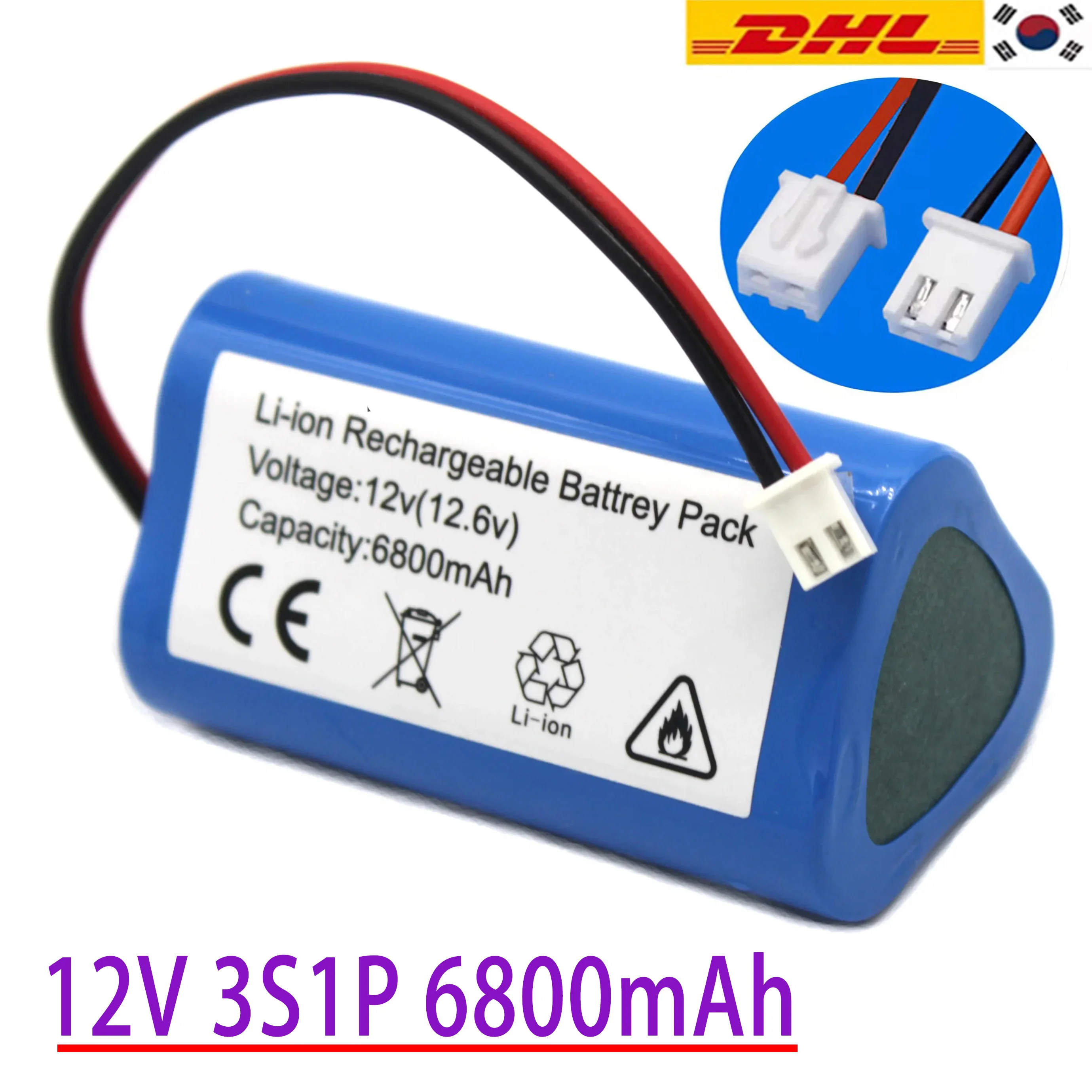 

100%New.12V.3A.18650 Paquete de batería de litio de.3S1P.6800mAh construido en BMS.Bluetooth altavoz linterna.GPS.fascia arma.