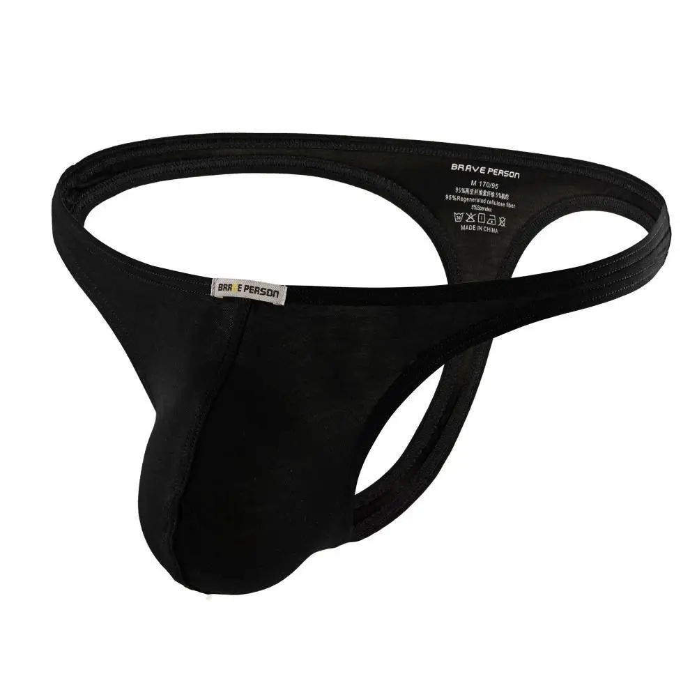 Men Thongs and G Strings Underwear Sexy Low Rise Solid Briefs T-back Panties Male Lingerie Modal Breathable Thong