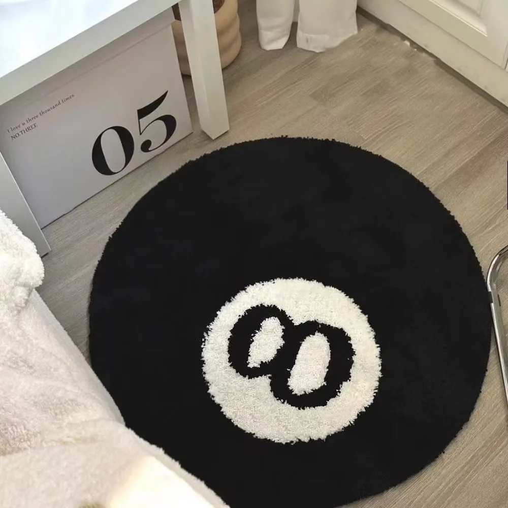 VIKAMA Billiards Black Eight Carpet Warmth Retention & Anti-Slip Bathroom Mat Bedroom Entrance & Bedside Rug Home Decor