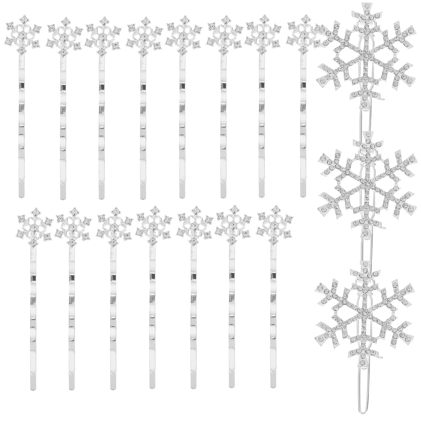 

18pcs Snowflake Clips Alloy Rhinestone Hair Accessories For Women Medium Thick Long Hair Holders Lightweight Durable Wedding