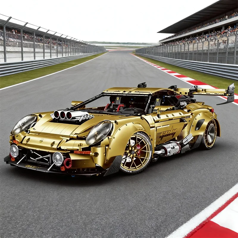 3824ピース 1:8 MOC テクニカルゴールド GTカー グーリー 10640 組み立てブロックキット スーパーカーブリックセット 大人向けおもちゃ 子供向け ハロウィンギフト