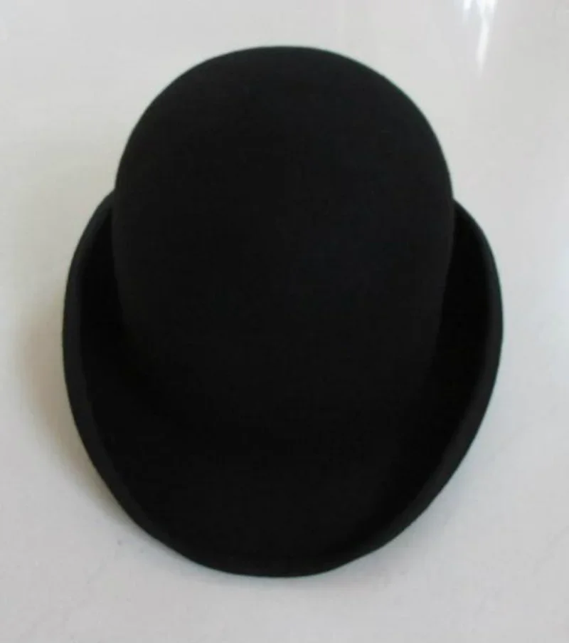 bowler hat billycock bob bombin derby rounded crown hard wool felt Black For Men Women