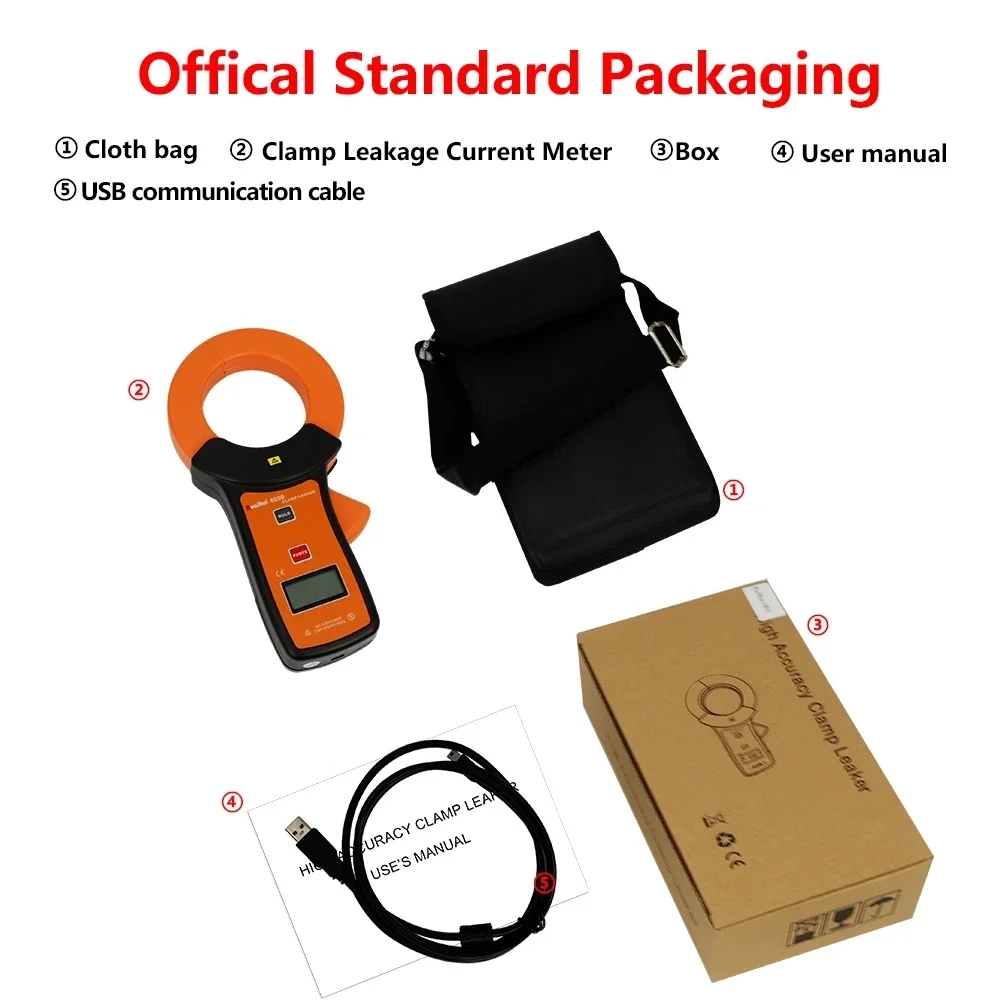 RuoShui 6800 Digital Leakage Current Tester 600V Data Storage Ammeter Auto Range Peak Hold High Sensitivity 0.01mA Clamp Meter