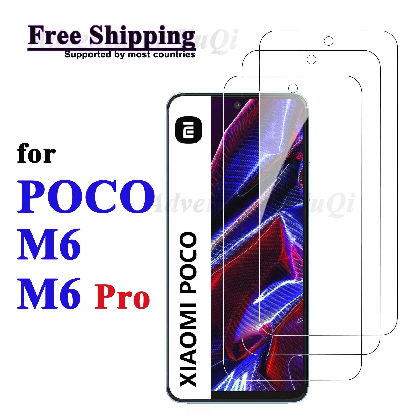 Screen Protector For Xiaomi POCO M6 Pro 4G 5G, Tempered Glass HD Crystal 9H Anti Scratch Case Friendly High Aluminum