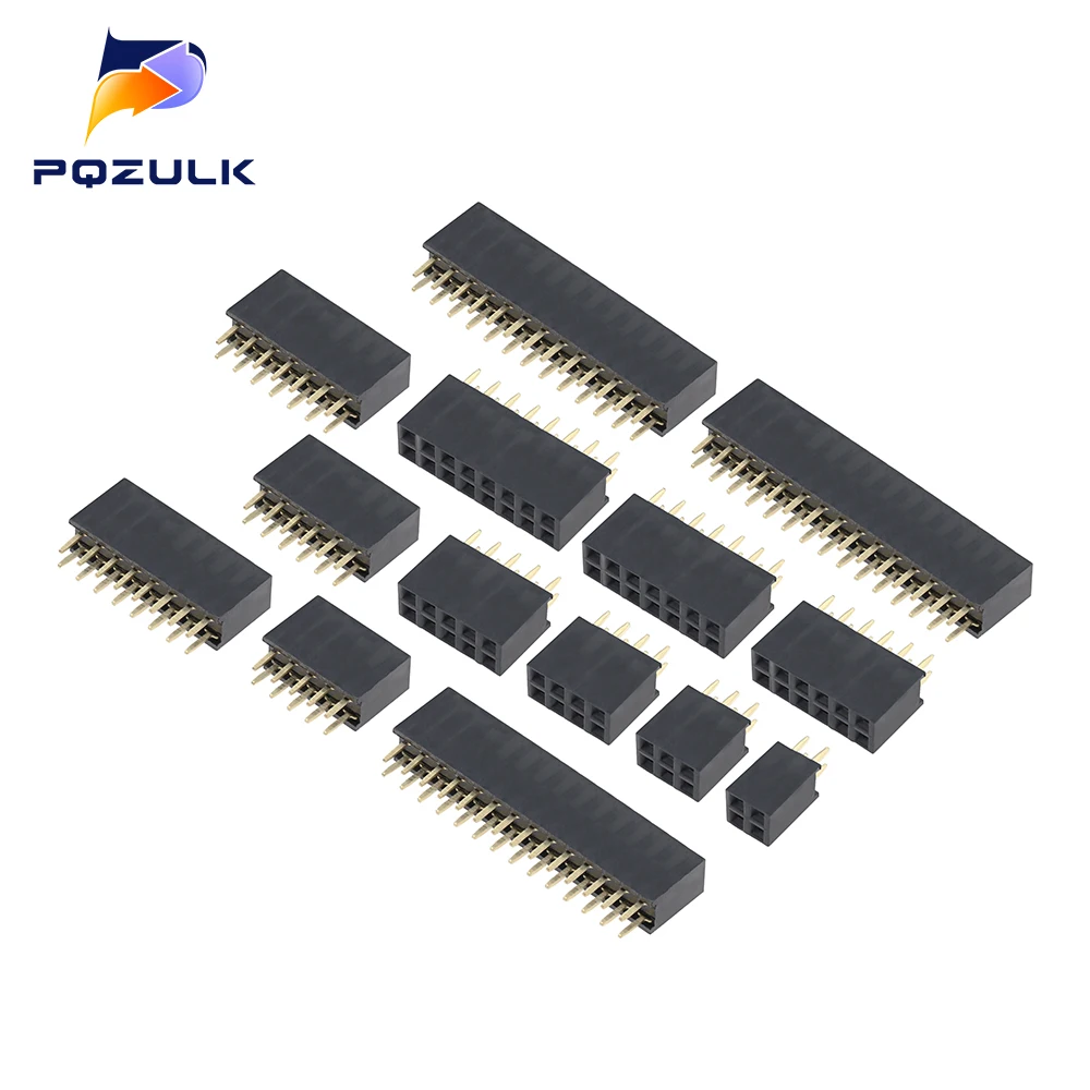 10PCS 2.54mm Double Row Female 2~40P Breakaway PCB Board Pin Header Socket Connector Pinheader 2*2/3/4/6/10/12/16/20/40Pin