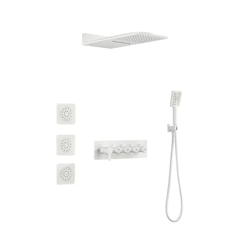 

Concealed Wall Shower Set Pressurized Large Top Spray Embedded Shower Set with 3 Body Showers and Hand-held Shower Accessories