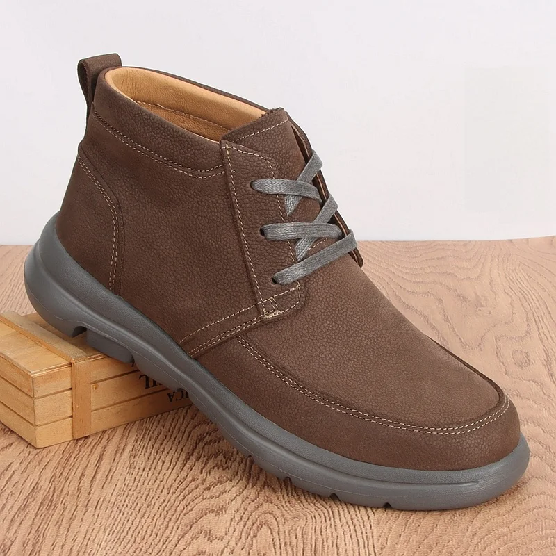 

Genuine Leather Boots Men's Top Layer Cowhide Retro Matte Leather Casual oes Thi Bot Lightweight High Top Work ...