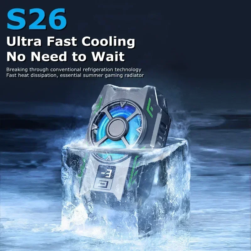 

S26 Mobile Phone Semiconductor Cooling Fan Radiator Back-clip Game Cooler w/ RGB Colorful for IOS Android PUGB Cool Heat Sink