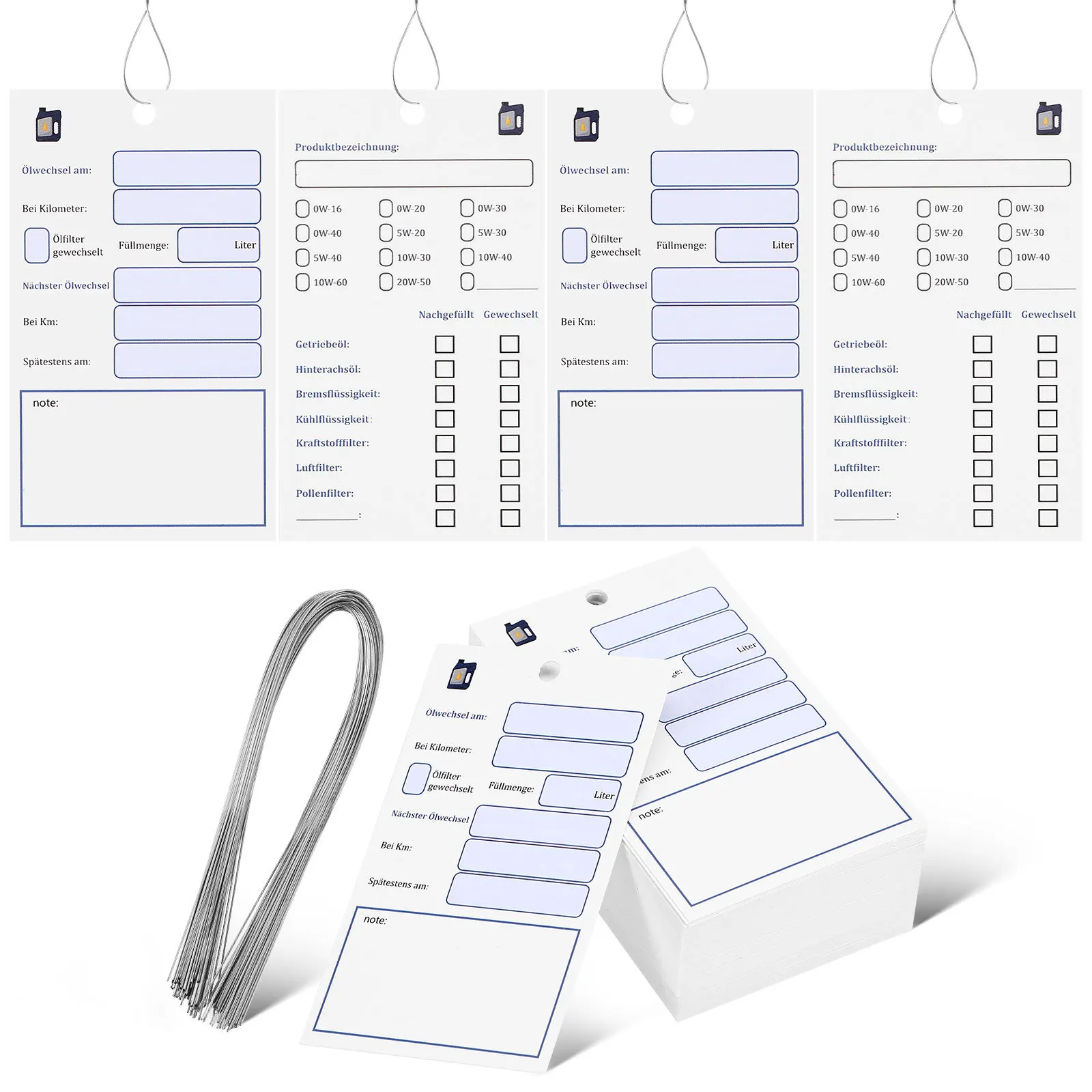 

100pcs Oil Change Tags Double-Sided Hanging Oil Change Markers For Car Maintenance Records Service Schedule Tags Vehicle