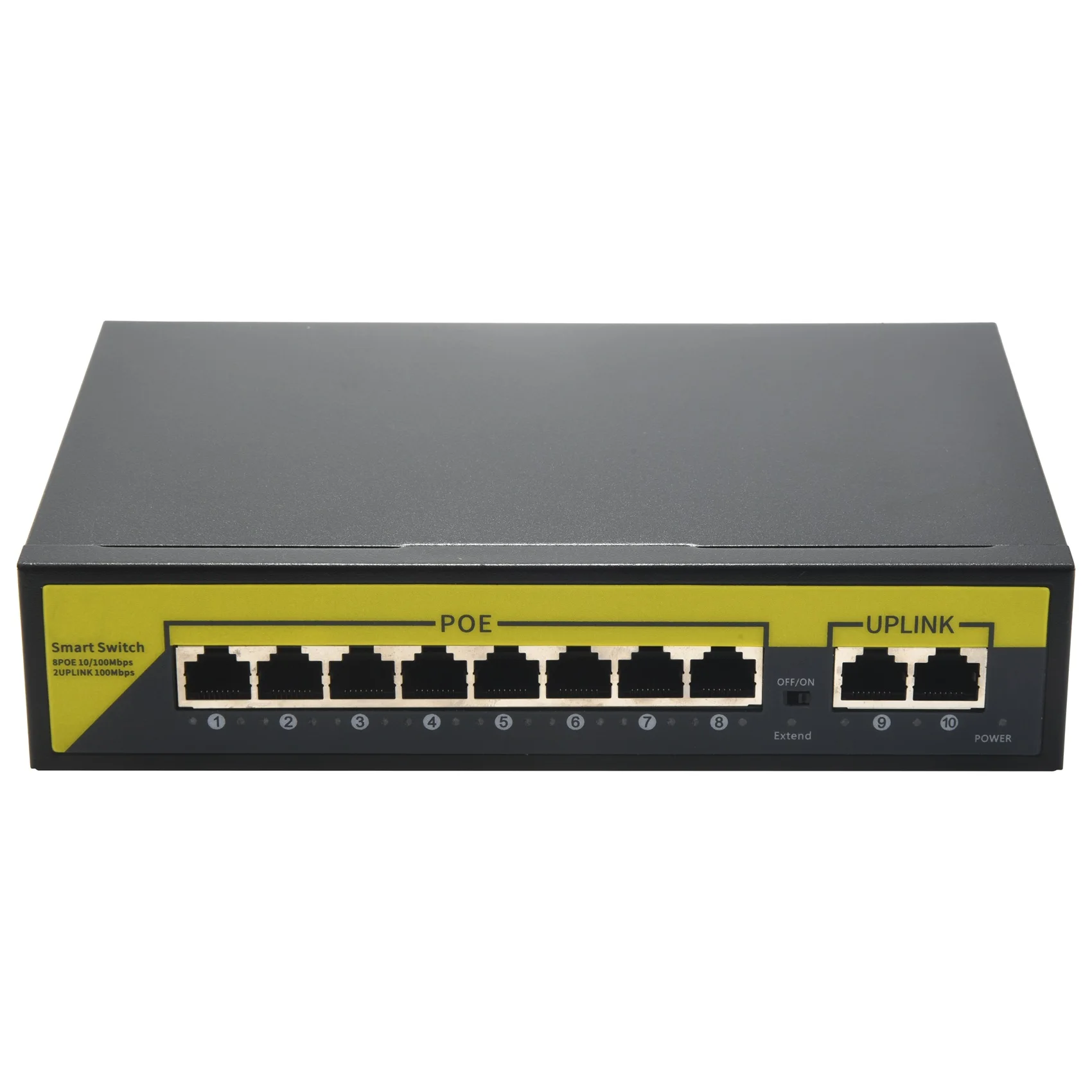 10 Port Switch,8POE and 2 Uplink, 802.3Af/At, 120W Built-in Power, Vlan Up to 250M, Metal Plug & Play Network Switch