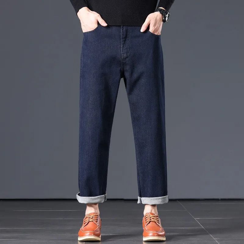 

Spring New Men's Jeans 99% Cotton Denim Fashion High Quality Business Casual Straight Ankle-Length Pants Comfortable Denim Pant