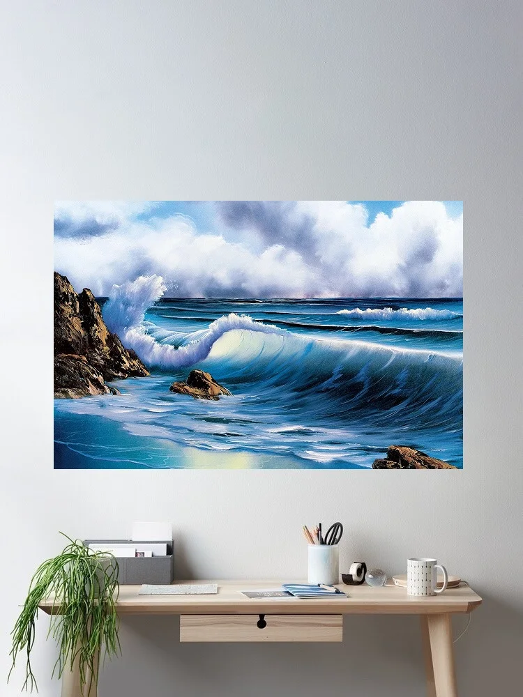 Ocean Surfs Up Seascapes , Art Picture Print Canvas Poster Home Wall Decor