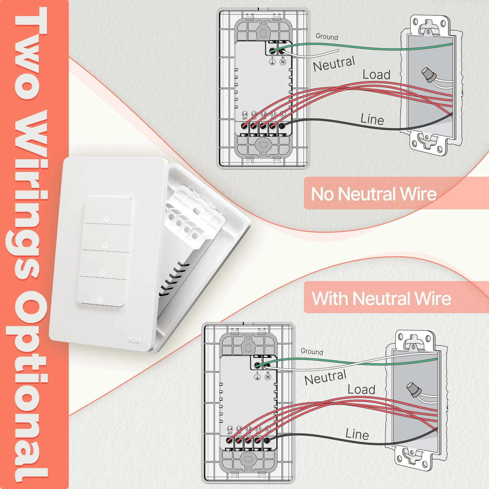 MOES Tuya ZigBee Smart Light Switch US Push Button Wall Switch Work With Alexa Google Home Neutral Wire/No Neutral Wire Required