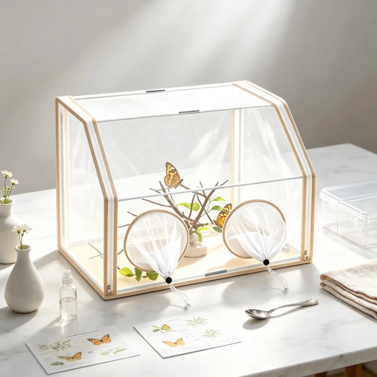 Portable Butterfly Habitat Cage 360 Degree Insect Observation Tent Caterpillar Breeding Net For Kids Gardening Lover Outdoor