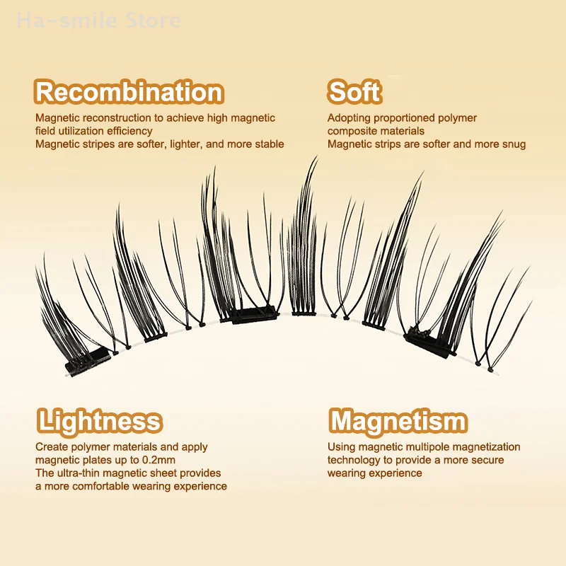 Juego de pestañas magnéticas calientes, 1 par, reutilizable, sin necesidad de pegamento, pestañas postizas con pinzas magnéticas, herramienta de maquillaje de pestañas postizas rizadas