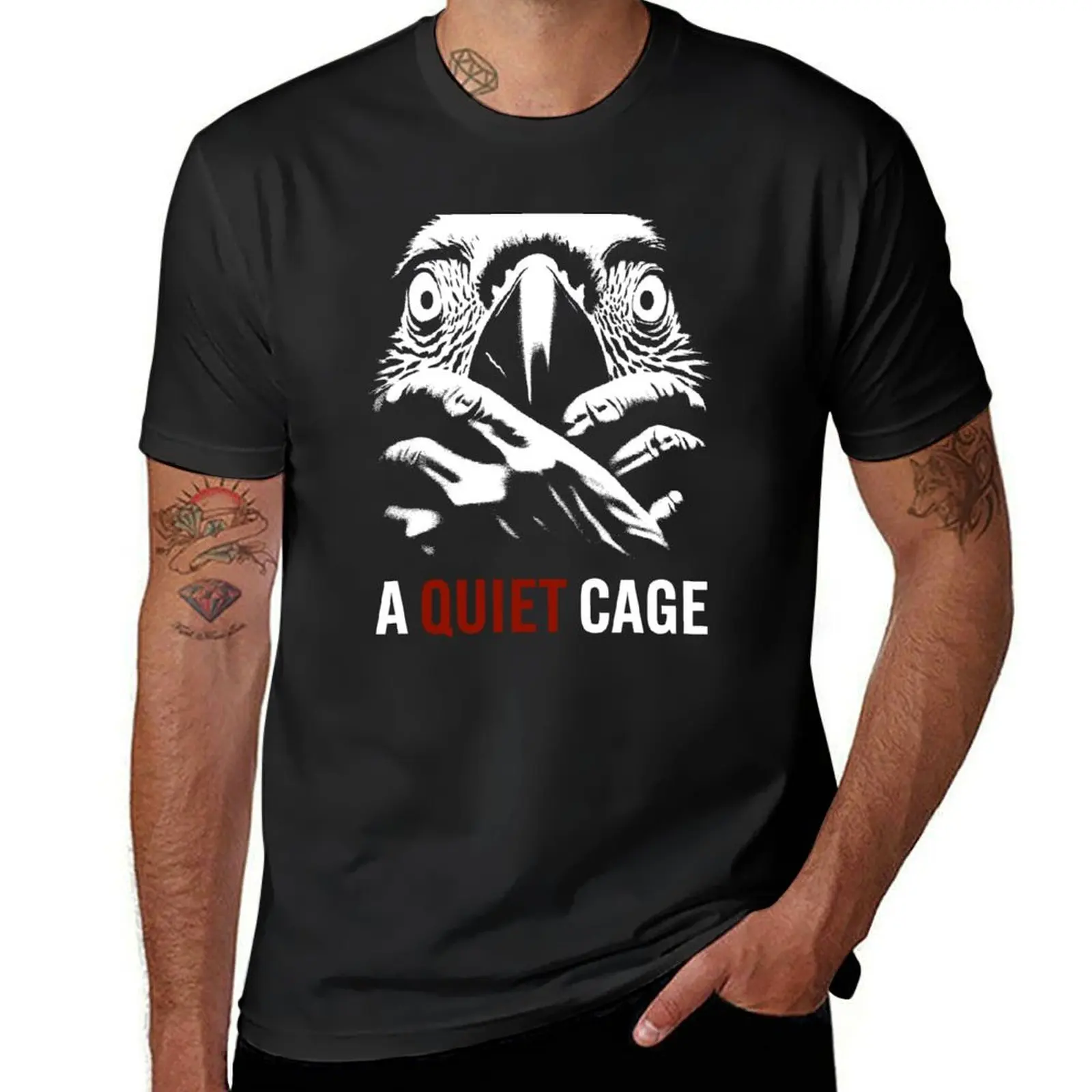 A Quiet Cage - Parrot Horror Movie Parody Poster T-Shirt anime clothes customs design your own sweat tshirts for men