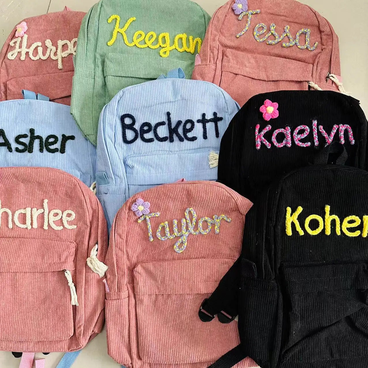 

Personalized Handmade Embroidered Toddler Backpack-Kids School Bag-Monogram Toddler Backpacks-Preschool Book Bag-Childrens Gifts