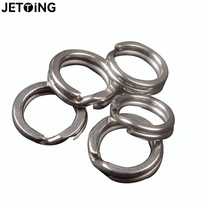 100pcs Fishing Split Rings 2.5-8MM Crank Hard Bait Snap Silver Stainless Steel Double Loop Split Open Carp Fishing Lure