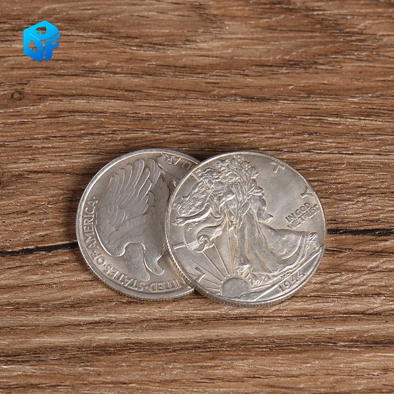 Gravity Flipper Coin ( Walking Liberty Half Dollar ) Magic Tricks Special Magnetic Butterfly Coin Money Magic Accessories Stage