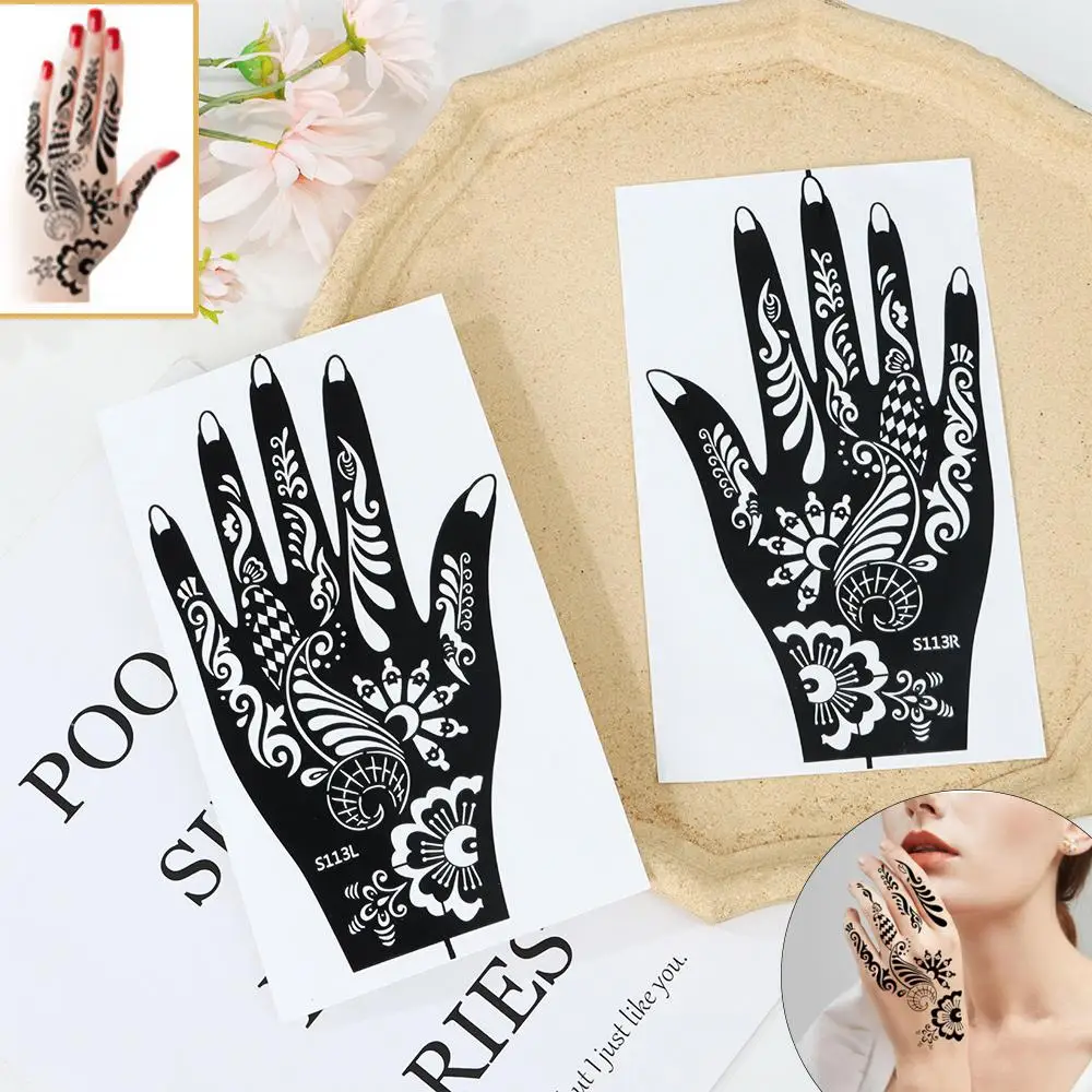 

6 Types Fashion Beauty DIY India Henna Sticker Body Art Kit Tattoo Stencils Temporary Hand Decal