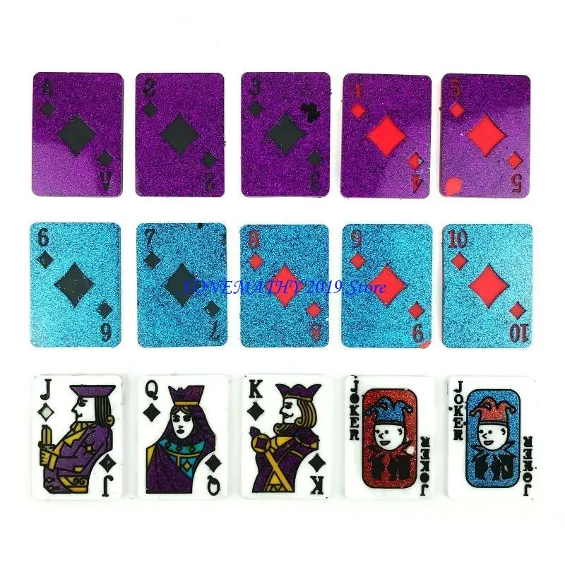 

F42F Playing Card Epoxy Mould DIY Cards Game Playing Card Keychain Mould Complete Set of Playing Card Silicone Mould