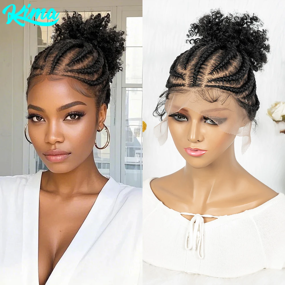 

KIMA New Style Ponytail Braided Wigs Synthetic Full Lace Cornrow Goddess Box Braids Wig Kinky Braided Wig For Black Women