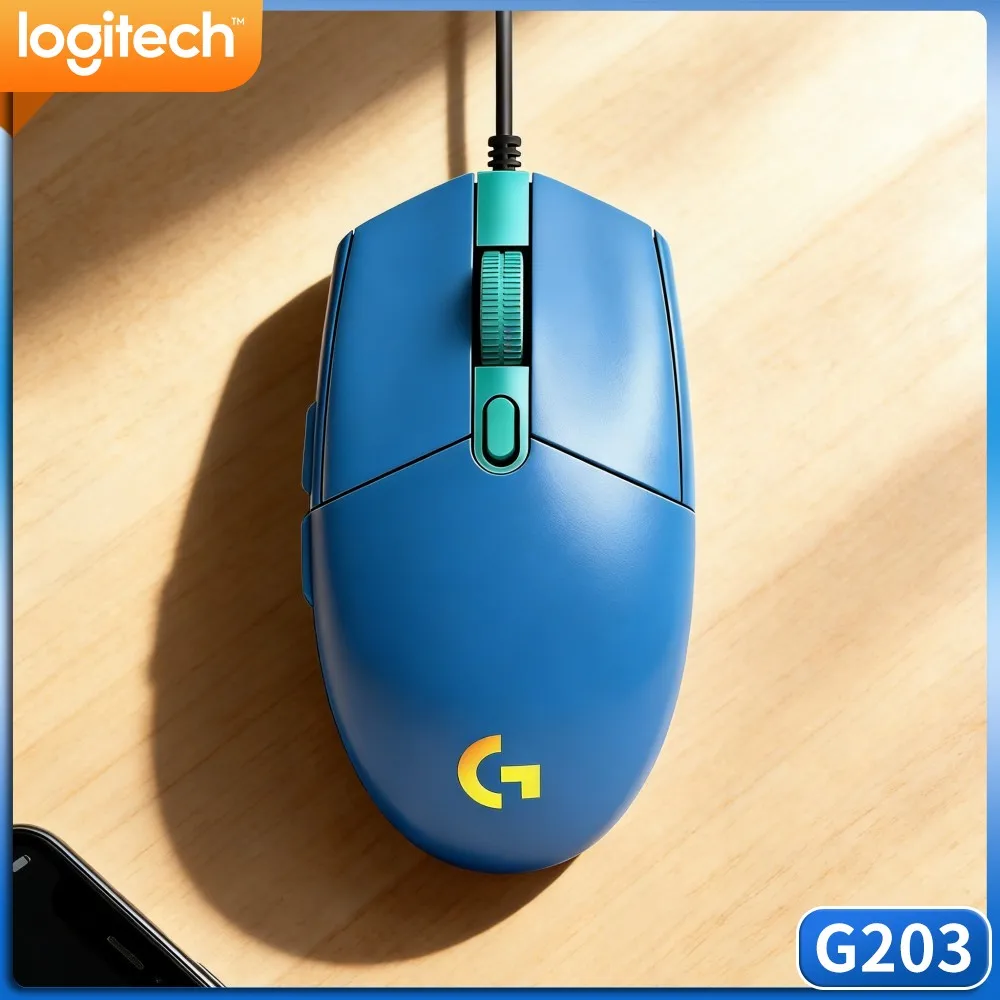 Logitech G203 Wired Gaming Mouse Ergonomic Palm Support Customizable RGB Light USB For Esport Office Daily Tasks