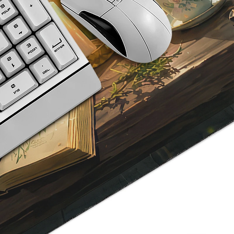 Mouse Pad Black Cat Green Plants Gaming XL Custom Mousepad XXL Desk Mats Mechanical Keyboard Pad Carpet Laptop Desktop Mouse Pad