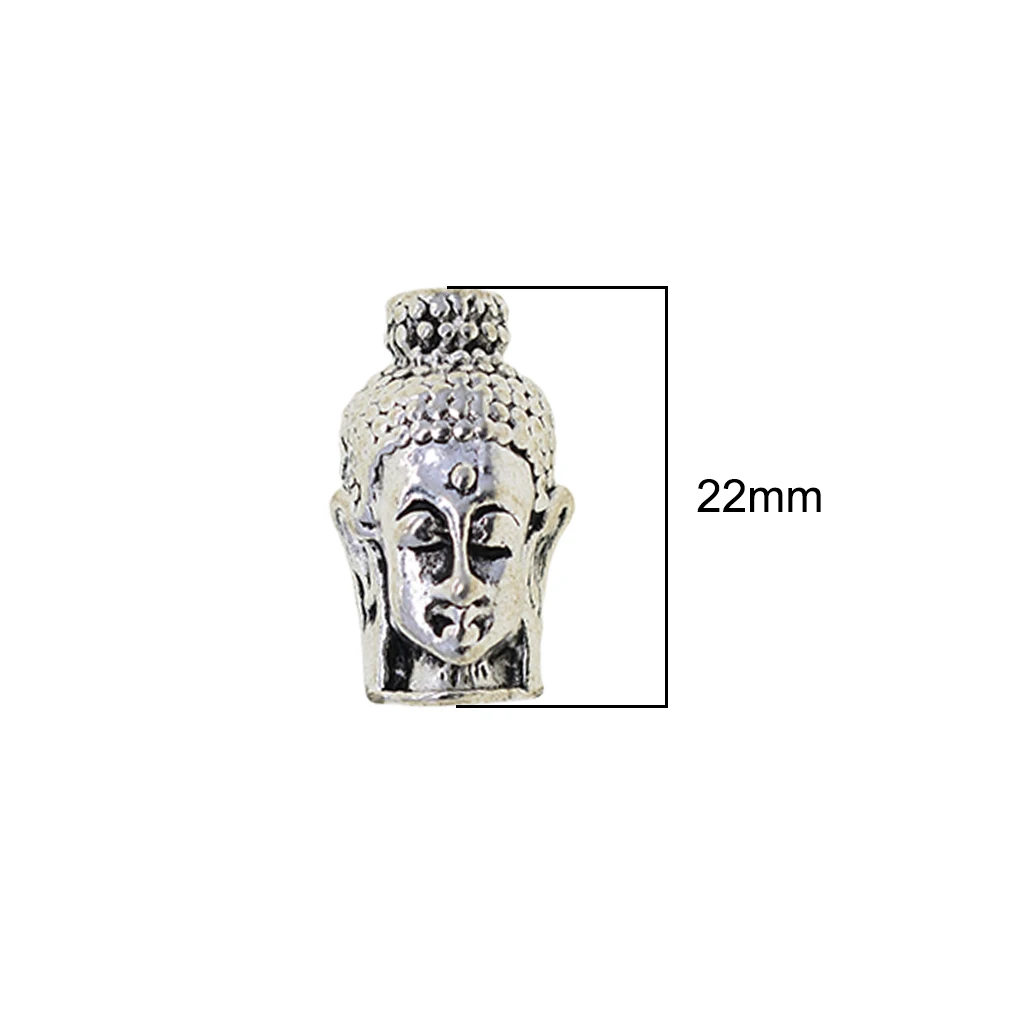 10 retro vintage silver 0.9 inch extra large 3D yoga buddha head loose spacer beads for jewelry rosary necklace DIY