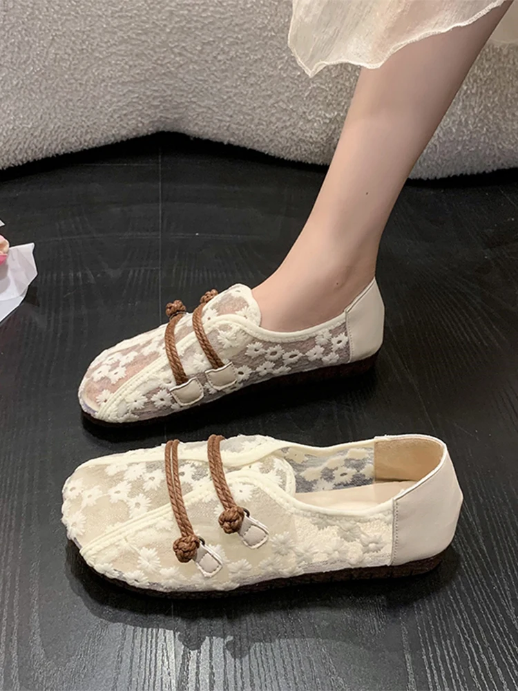 Round Toe Shoes Woman Flats Casual Female Sneakers Shallow Mouth Soft Dress Summer Moccasin New Breathable Comfortable Slip-On F