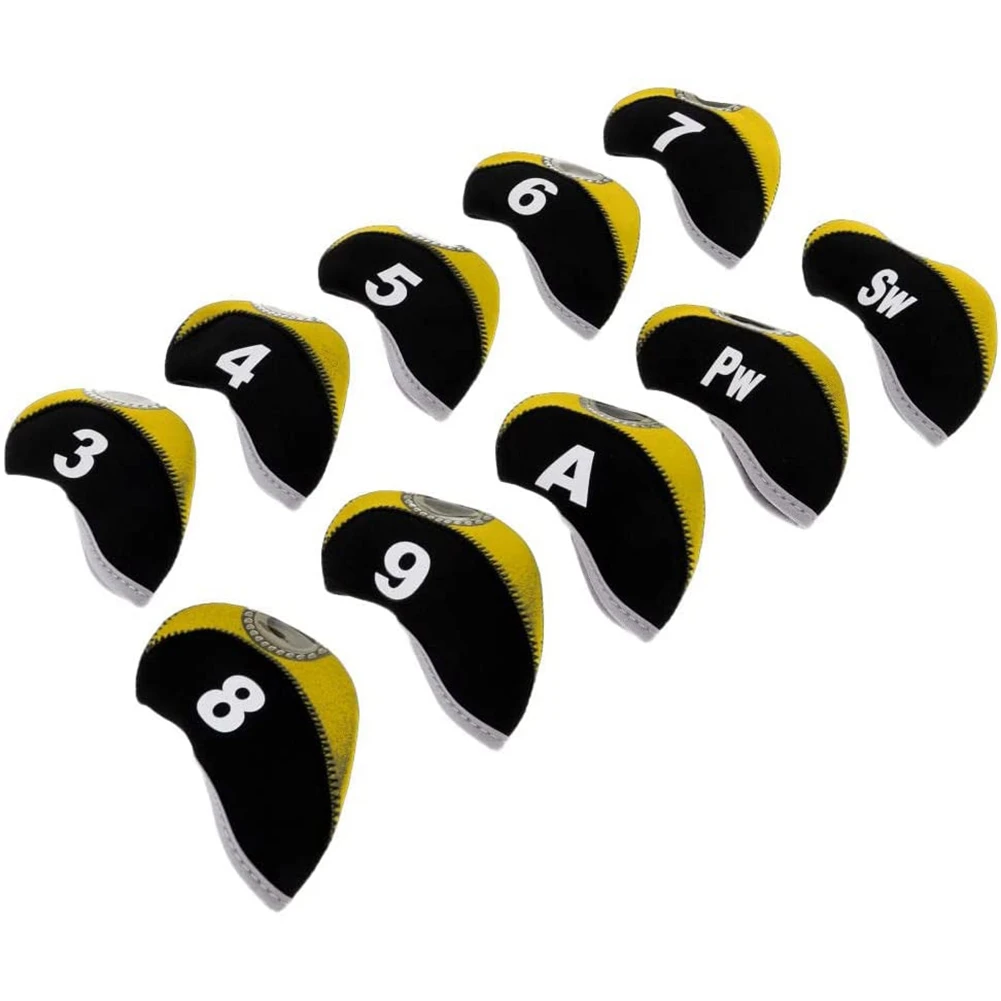 New 10Pcs/Pack Golf Club Head Wedge Neoprene Iron Cover Golf Head Covers Protective Set Dirtproof