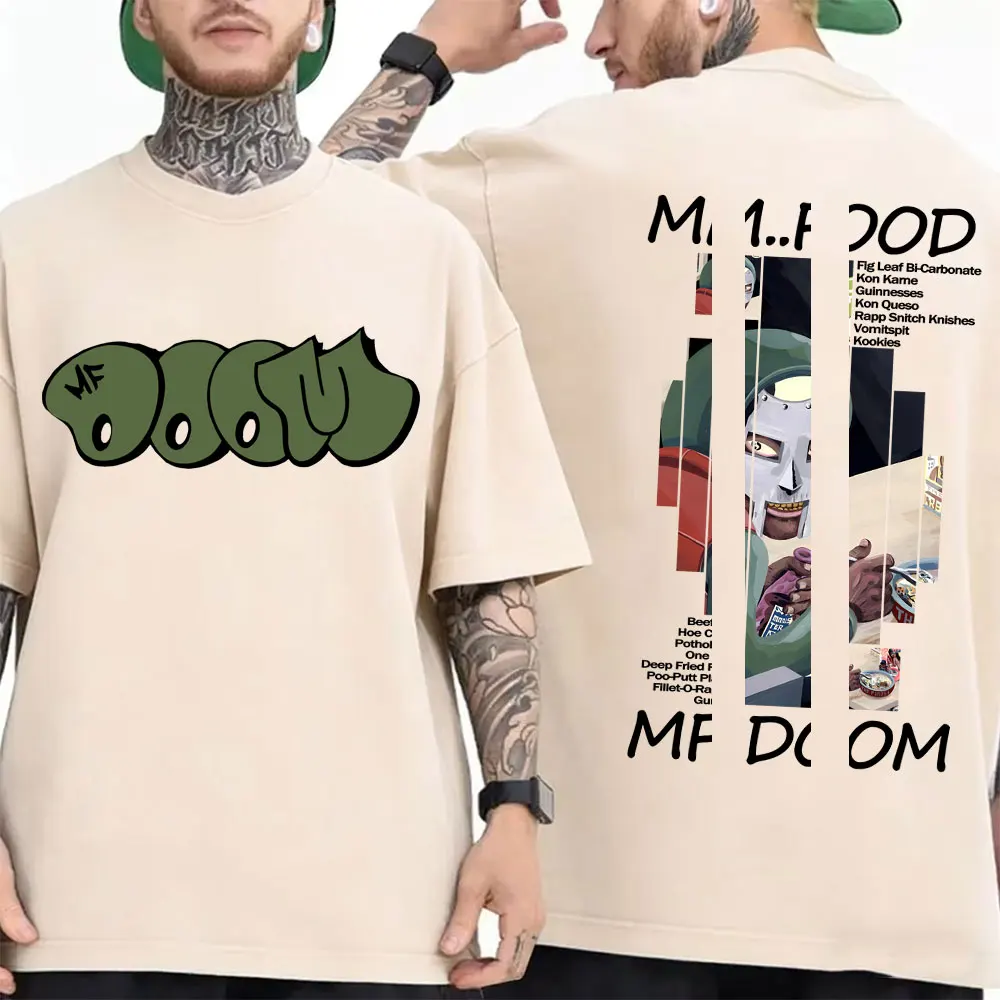 

Washed Vintage Rapper Mf Doom MM FOOD Album Graphic T Shirt Men Women Hip Hop Fashion T-shirts Male Casual Oversized Streetwear