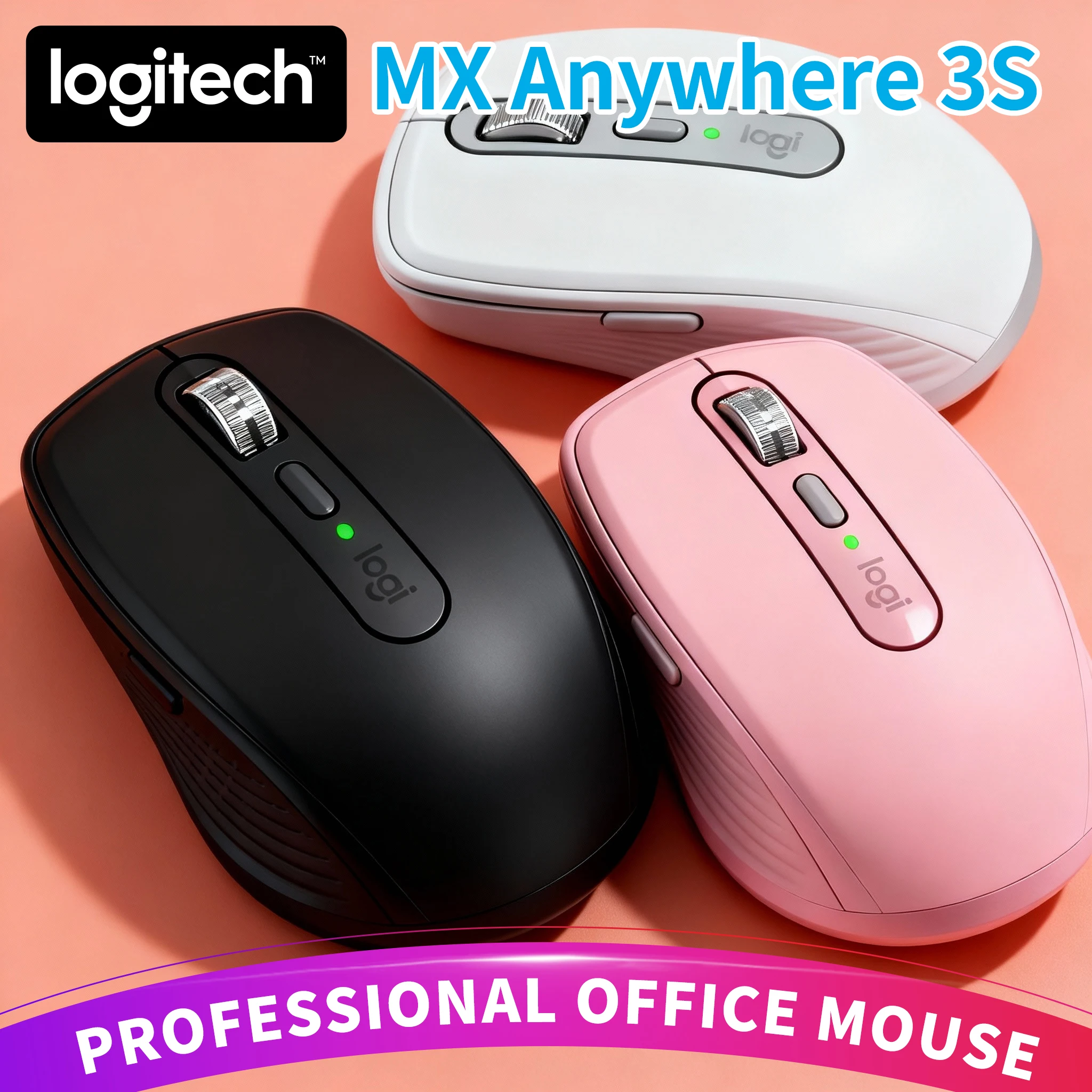 

Logitech MX Anywhere 3S Wireless Ergonomic Mouse 4000 DPI Silent Operation Bluetooth USB For PC Mac Laptop Home Office Use