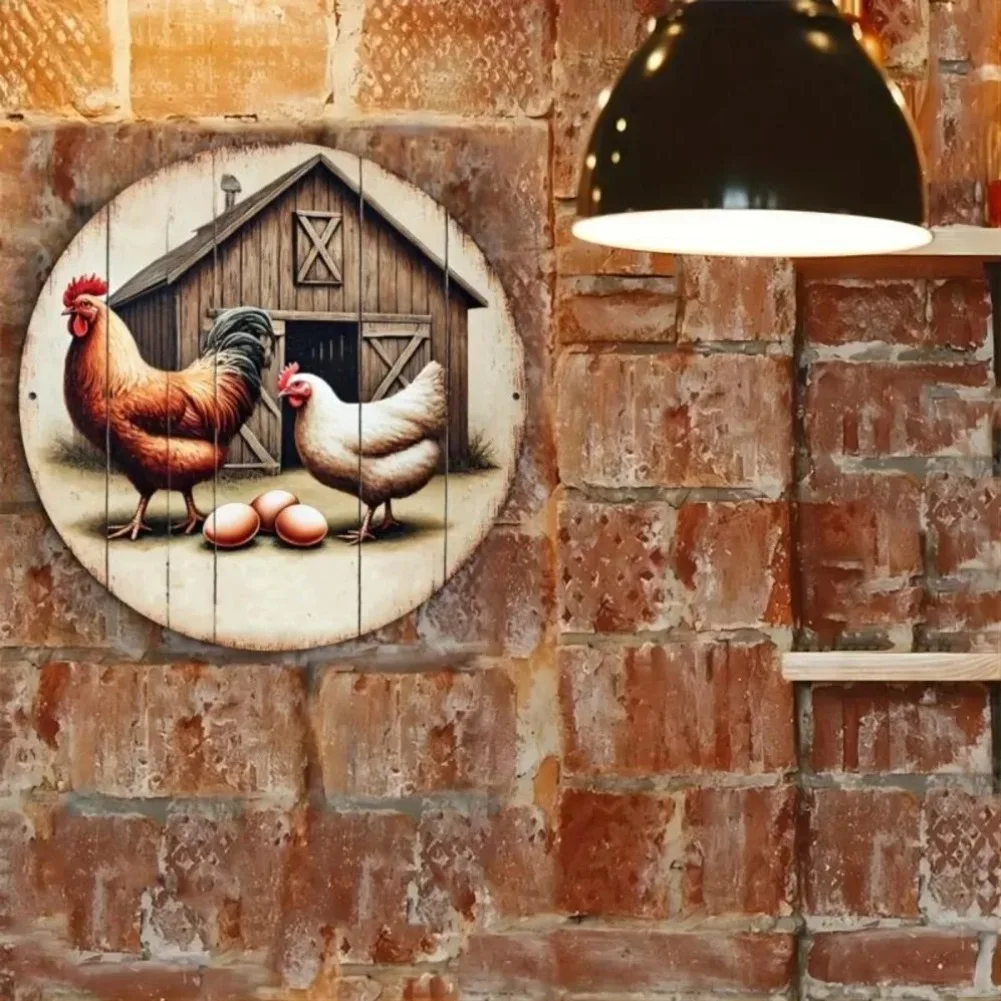 قطعة واحدة من فن الحائط المستدير للمزرعة العتيقة - ديكور منزلي ريفي لغرفة المعيشة/غرفة النوم |   زخرفة لطيفة