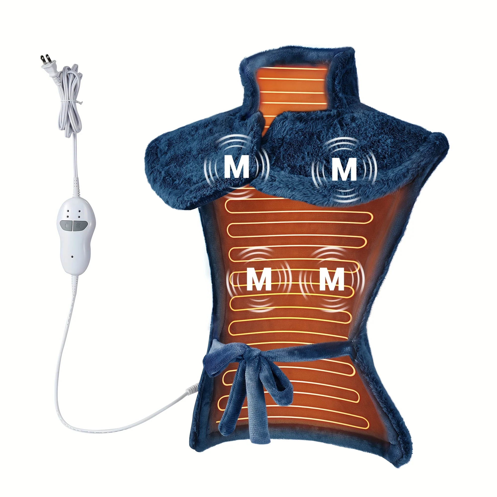 

4 Motors Massaging Heating Pad for Back, Neck & Shoulders - Large Electric Heating Pad with Auto Shut Off, 2 Heating Levels & 4 Massage Modes (Hot/Cool/Cold/Stimulation)