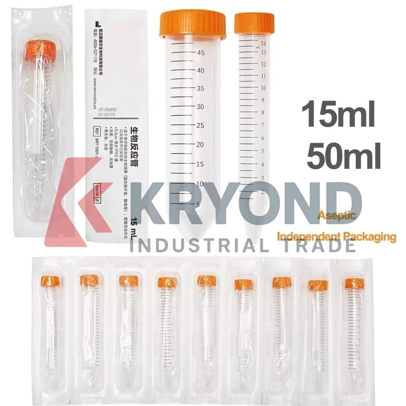Conical Centrifuge Tubes 15ml/50ml Sterile Bio-Reaction Centrifuge Tube Non-Pyrogenic Screw Caps Single Package Original Product