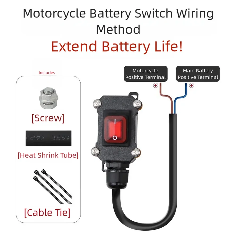 12V/24V Motorrad-Batterietrennschalter, wasserdicht, mit isoliertem Kabel und 30cm 50cm Kupferkabel für Marineboote – Detail 4