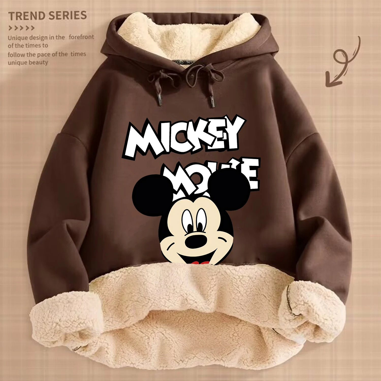 ديزني ميكي ماوس الصوف هوديي للكبار معطف بني سميك رجل امرأة ملابس الشتاء الدافئة ملابس أنيمي جديدة البلوز هدية #1
