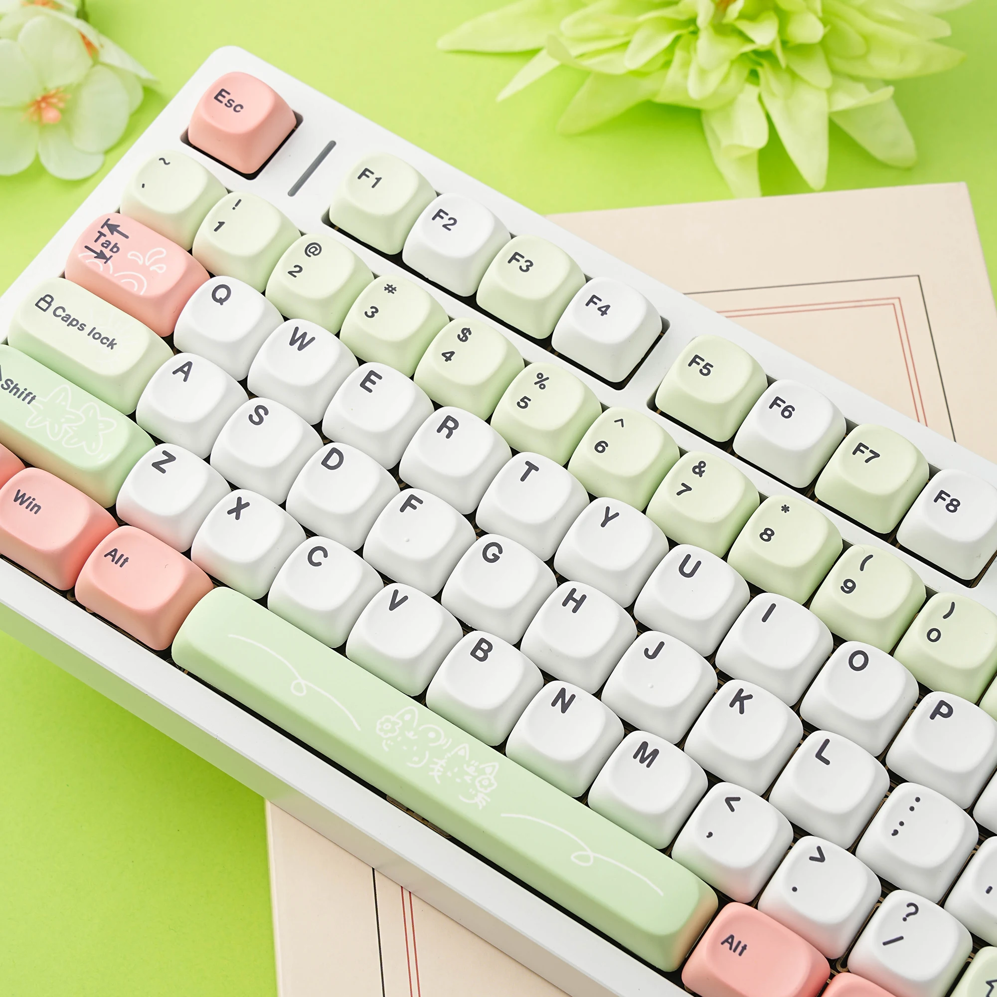 Klawisze Moa 7U Alice Layout PBT Watermelon, klawisze spacji do klawiatur mechanicznych, kompatybilne z rosyjskimi, koreańskimi, hiszpańskimi, niemieckimi i francuskimi układami. — zdjęcie produktu 4
