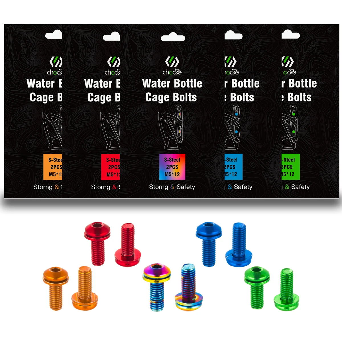 

CH Bicycle Water Bottle Cage Screw Steel M5*13mm Bicycle Bottle Holder Bolts 4pcs