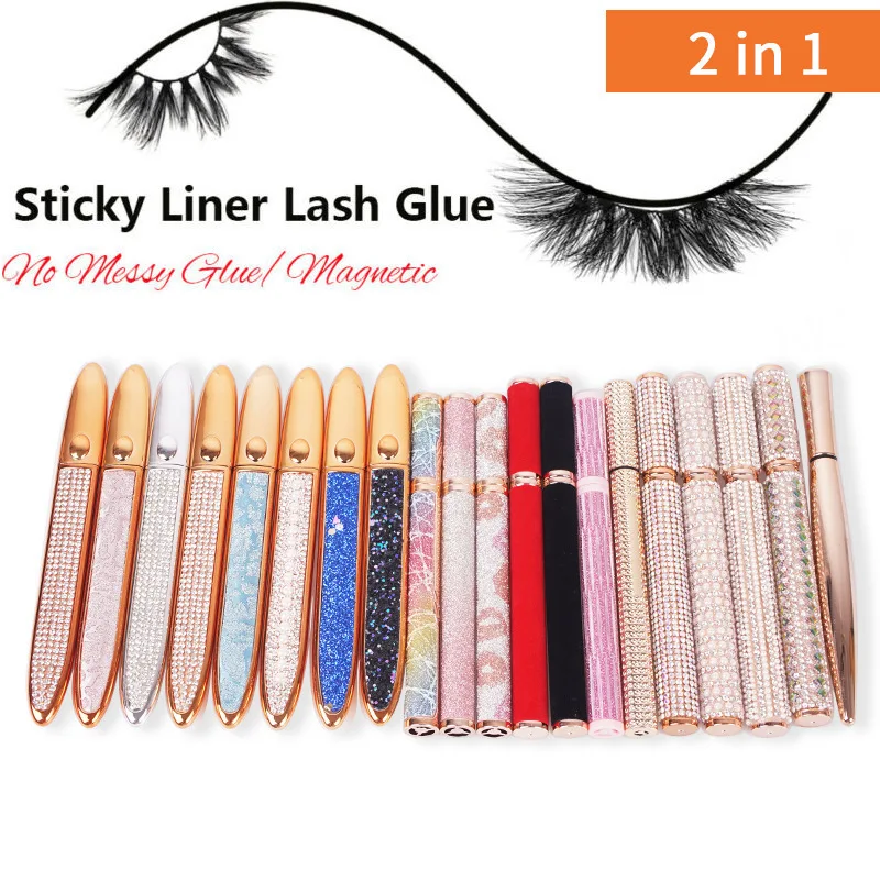 Self-adhesive EyeLash Liner Glue Pen Non Magnetic  Liquid Eyeliner Waterproof Long Lasting Fast Dry Eye Makeup