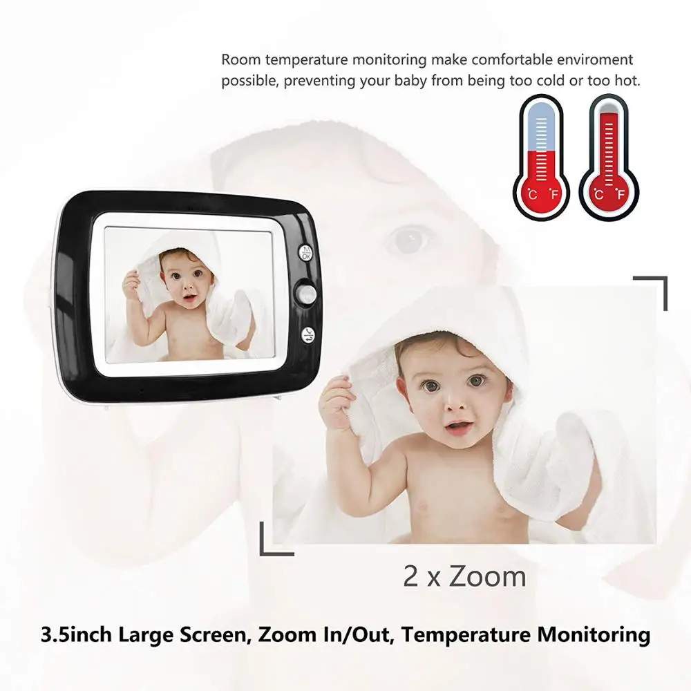 3.5 "Lcd-Scherm Digitale Video Babyfoon 2 Way Talk Beveiliging Draadloze Baby Camera Nachtzicht Elektronische Babysitter