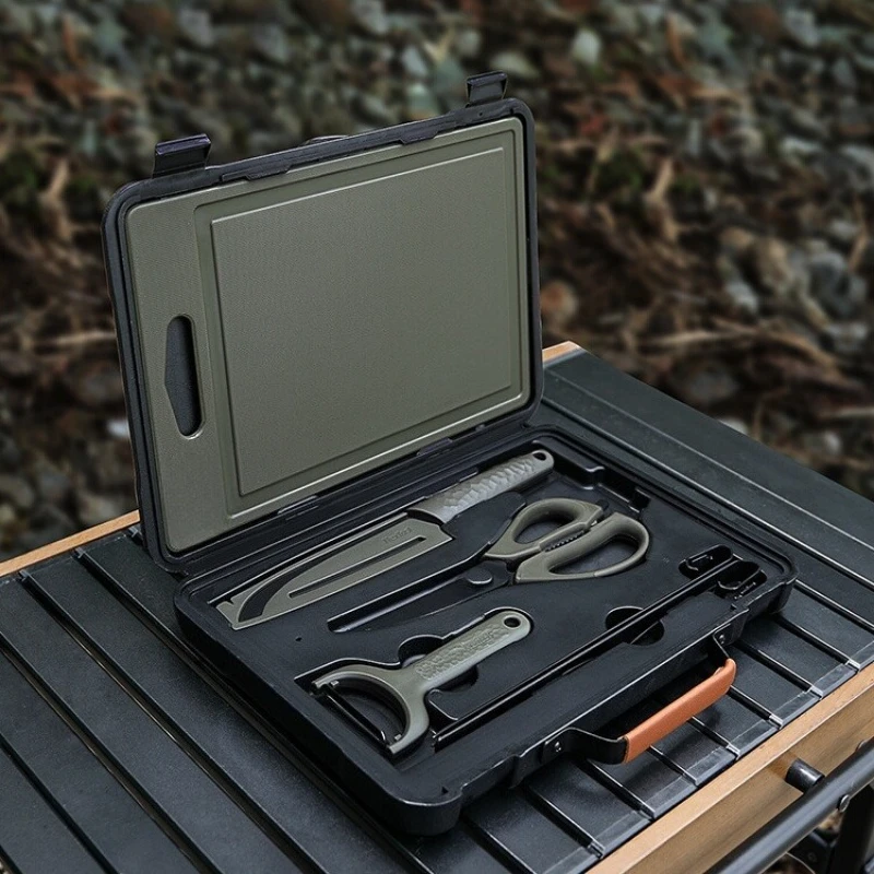 Outdoor BBQ Box Kitchenware Portable Set Camping Cutting Board Peeler Picnic BBQ Set
