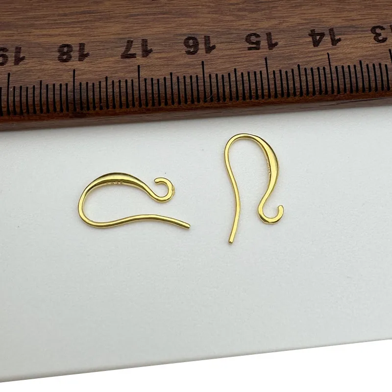 1Pair Solid 925 Sterling Silver Earring Hooks DIY Jewelry 18K Gold Color Accessories Making